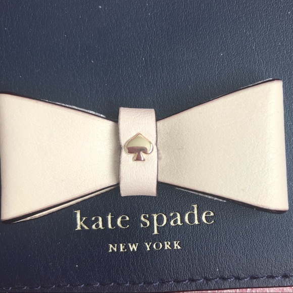 Kate Spade New York Navy blue ivory bow leather wallet Wristlet - Picture 2 of 7